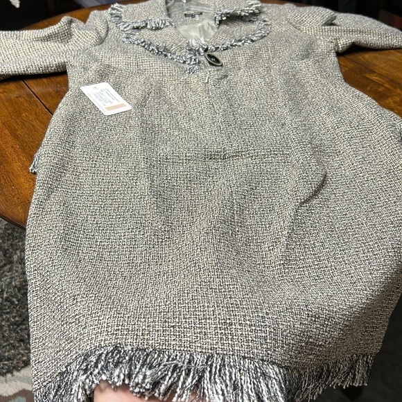 600 West 2 pc suit shimmer tweed with fringe blazer and skirt 3 sizes classic - Picture 12 of 17